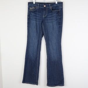 WHBM Noir Dark Wash Boot Jeans Embellished 10
